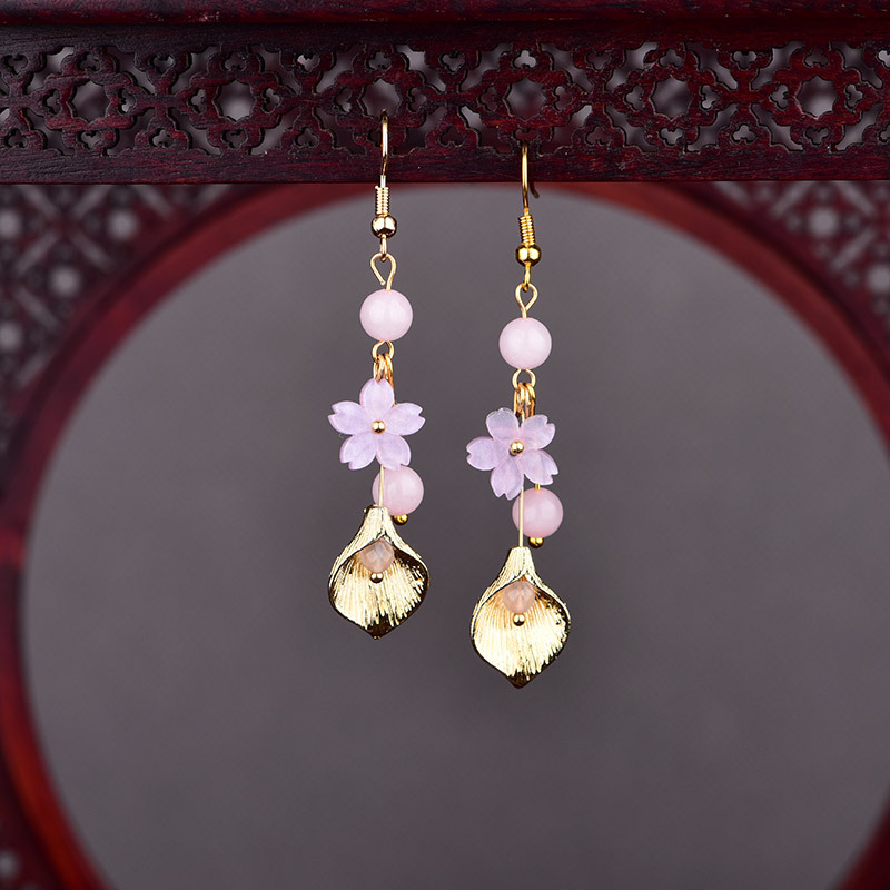 Home Decor Flowers - Boucles d'oreilles fleur de Jade naturel
