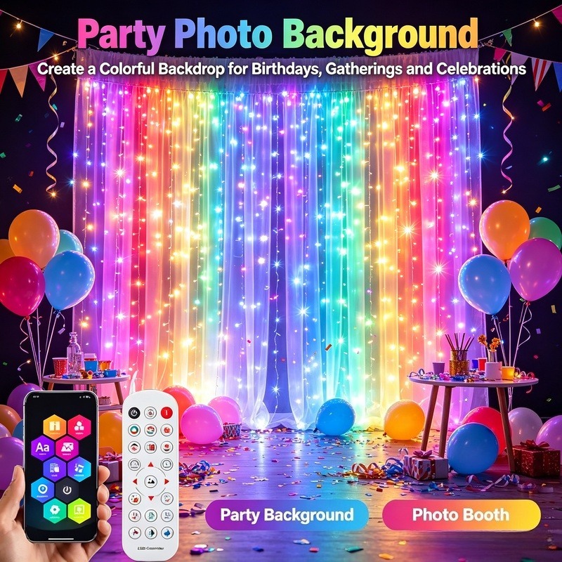 Fairy Lights Bedroom - Rideaux lumineux LED contrôlés par application,