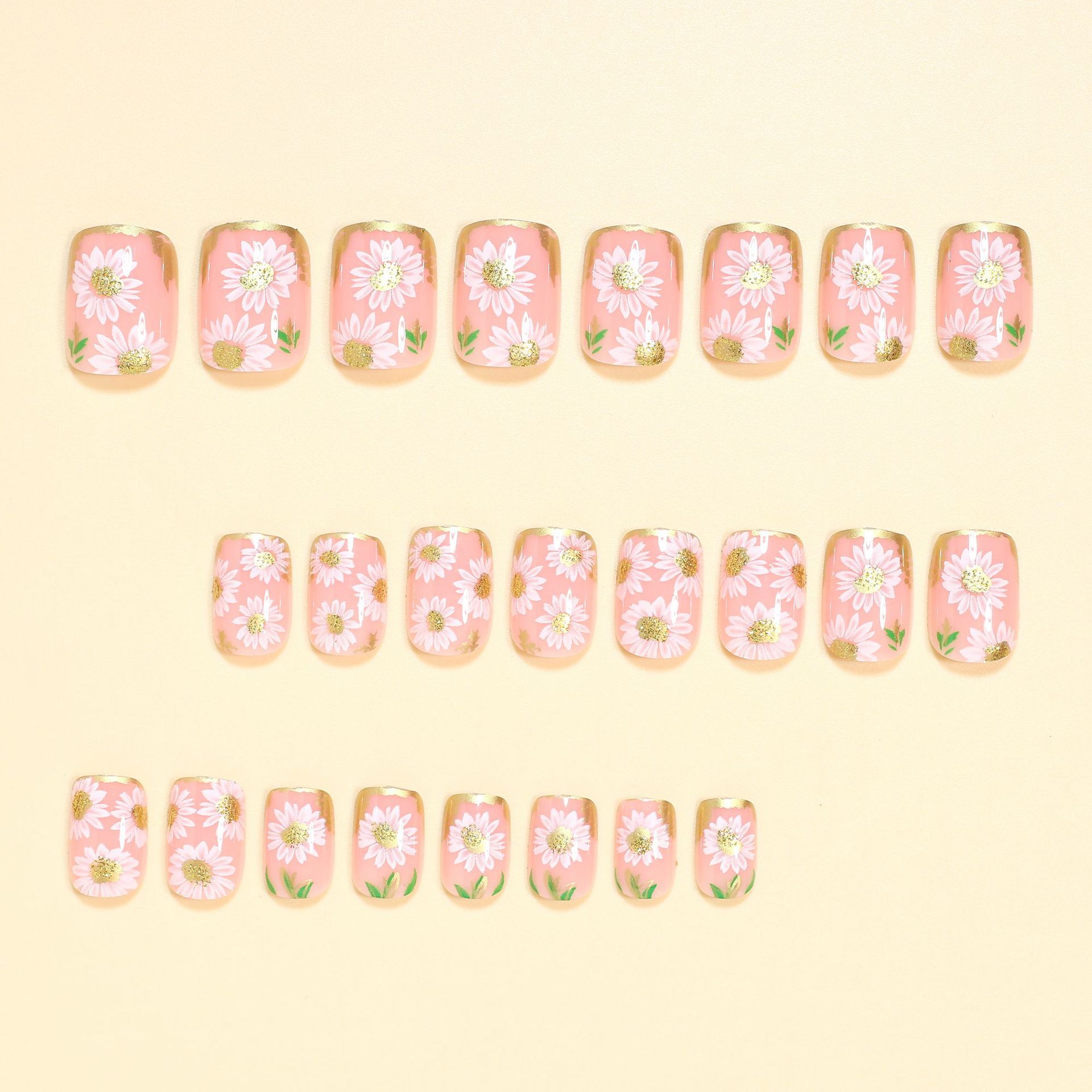 Faux ongles carrés courts, fle - Pressed Flower Frame avis et prix